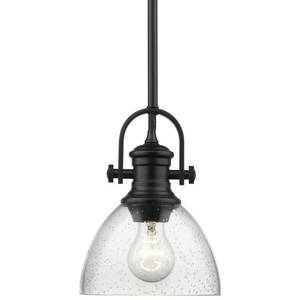 lot 47041 image: Hines Mini Pendant in Black with Seeded Glass
