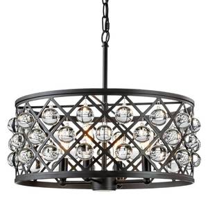 lot 47051 image: Home Decorators Collection Pennington Crest 4-Light Antique Bronze Pendant with Solid Crystal Spheres