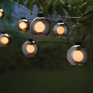 lot 47059 image: Hampton Bay OutdoorIndoor 10 ft. Plug-In Incandescent G Type Bulb String Light with 8-Smoky Glass Shades