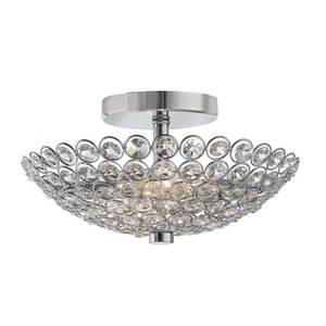 lot 47064 image: Home Decorators Collection Barclay 2-Light Chrome and Crystal Flush Mount