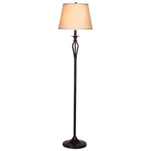 lot 47067 image: Hampton Bay Rhodes 58.50 in. Bronze Floor Lamp with Natural Linen Shade