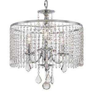 lot 47071 image: Home Decorators Collection Calisitti 3-Light Polished Chrome Chandelier with K9 Crystal Dangles