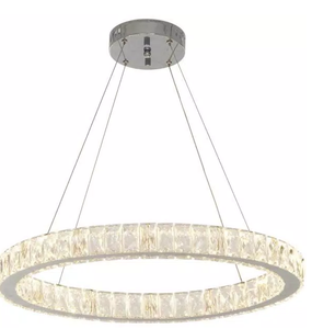 lot 46043 image: Home Decorators Collection 24 In. Chrome Integrated Led Pendant, Clear Crystals