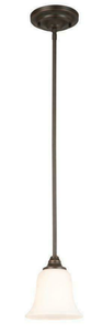 lot 46056 image: R7 Hb 1-light Oil Rubbed Bronze Mini Pendant W Frosted White Glass Shade