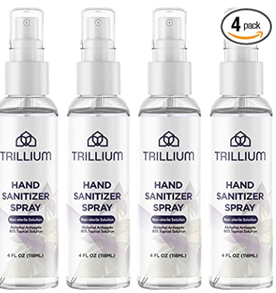 lot 110000 image: Pack of (4) Trillium Hand Sanitizer Spray