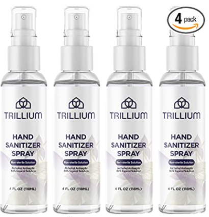 lot 110008 image: Pack of (4) Trillium Hand Sanitizer Spray
