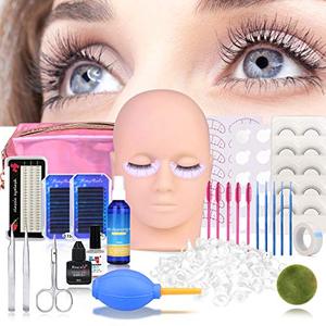 lot 22250 image: False Eyelashes Extension Practice Exercise Set, MYSWEETY 19PCS Professional Eyelashes Kit with Mannequin Head Eyelash Grafting Training Tool Kit for Beginners Makeup Practice Eye Lashes Graft