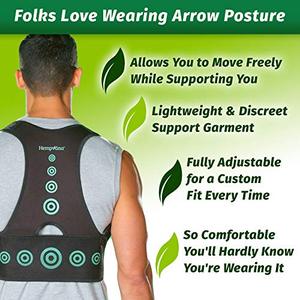 lot 22268 image: Hempvana Arrow Posture - Fully Adjustable Posture Support & Posture Corrector for Upper Body - Helps Correct Slouching, Text Neck and Hunching Over (SM)
