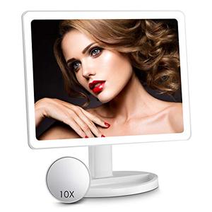 lot 22323 image: Large Lighted Makeup Mirror, Makeup Mirror with 88 LED Lights and Magnification, Lighted Vanity Mirror with Mini 10X Magnifying Mirror, 3 Colors Lighting Modes, Stepless Dimming, Valentines Day Gift