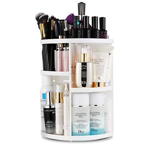 lot 22328 image: Jerrybox Makeup Organizer, 360 Degree Rotating Vanity Organizer and Cosmetic Storage Display Box, Large Capacity Make up Caddy Shelf Cosmetics Organizer Box with 7 Layers
