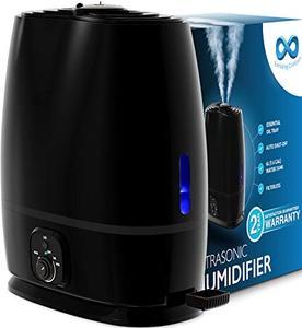 lot 22362 image: Everlasting Comfort Cool Mist Humidifier for Bedroom with Essential Oil Tray, 6L, Black