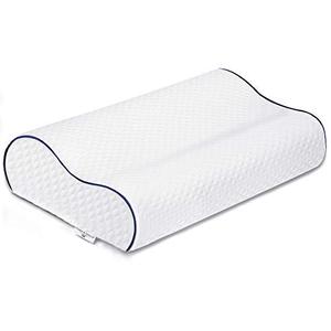 lot 22365 image: Power of Nature Memory Foam Pillow, Orthopedic Sleeping Pillow Contour Cervical Bed Pillow for Neck Pain, Back Stomach Side Sleepers with Washable Pillowcase -Small