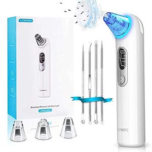 lot 22368 image: Blackhead Remover Pore Vacuum Extractor - LONOVE Upgraded Blue Light Blackhead Vacuum Pore Cleaner Electric Comedone Acne Extractor Kit Whitehead Black Head Removal Tool,LED Screen and 4 Porbes