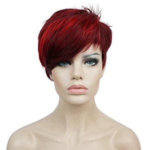 lot 22406 image: Aimole Synthetic Short 6 Inches RedDrakest Brown Straight Wig Heat Resistant Full Capless Hair Party Wig(99J-20C)