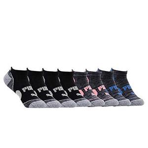 lot 22408 image: Puma No Show Womens Socks, Moisture Control Mesh Ventilation (8 Pair) (Hot Pink, Turquoise, Grey)