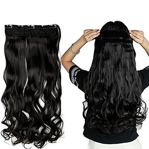 lot 22409 image: S-noilite Elegant 29(73cm) Longest Curly Natural Black 34 Full Head One Piece 5 Clips Clip in Hair Extensions