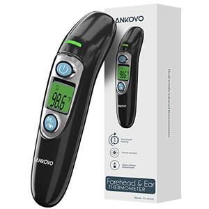 lot 22412 image: Non-Contact Thermometer for Adults, ANKOVO Digital Infrared Thermometer for Fever, Ear and Forehead Thermometer for Baby and Kids, LCD Screen Memory Recall Fever Alarm (Beep and Alarm)