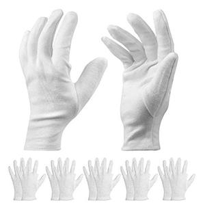 lot 22414 image: 10 Pairs White Cotton Gloves - 9.8inch Long Work Gloves Cosmetic Moisturizing Gloves for Dry Hands & Eczema, Jewelry Inspection and More - Large Size