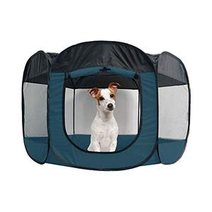 lot 23011 image: Furhaven Pet Playpen - Indoor-Outdoor Mesh Open-Air Playpen and Exercise Pen Tent House Playground for Dogs and Cats, Sailor Blue, Large