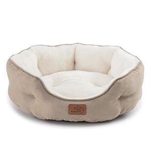 lot 23012 image: Bedsure Round Cat Bed for Indoor Cats Clearance, 20 inch Small Washable Dog Bed for Puppy and Kitties with Slip-Resistant Bottom, Plush Flannel Pet Supplies, Camel
