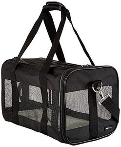 lot 23015 image: Amazon Basics Soft-Sided Mesh Pet Travel Carrier, Medium (17 x 10 x 10 Inches), Black