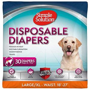 lot 23016 image: Simple Solution True Fit Disposable Dog Diapers for Female Dogs  Super Absorbent with Wetness Indicator