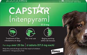 lot 23027 image: Capstar Fast-Acting Oral Flea Treatment for Large Dogs, 6 Doses, 57 mg (26-125 lbs)