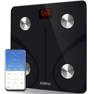 lot 23038 image: RENPHO Body Fat Scale Smart BMI Scale Digital Bathroom Wireless Weight Scale, Body Composition Analyzer with Smartphone App sync with Bluetooth, 396 lbs - Black