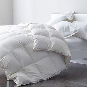 lot 28546 image: DWR Premium Goose Feather Down Comforter Duvet Insert - 100% Skin-Friendly Cotton, Medium Weight for All Season Bedding (California King, Ivory White)