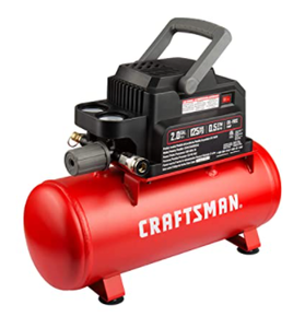 lot 28543 image: Craftsman 2 gal. Horizontal Portable Air Compressor Tank 125 psi 0.3 hp