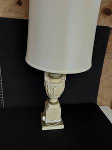 lot 1045 image: Ivory Colored Table Top Lamp. Has really nice carvings. See pictures