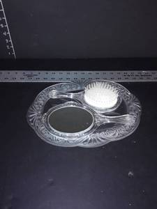 lot 1072 image: Vanity Brush, Mirror, with Tray