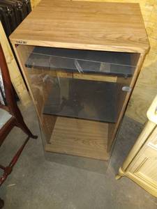 lot 1120 image: Sony stereo cabinet (glass door detached needs repair) 34 x 19 x 18 in.