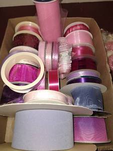 lot 1541 image: Valentines themed Angel ornament, notepads, and assorted ribbon