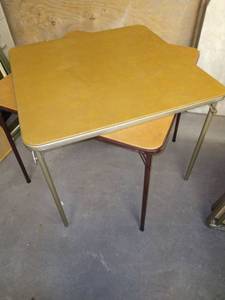 lot 1560 image: Two tan card tables