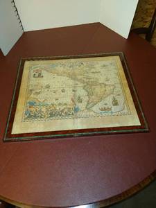 lot 1568 image: Framed America map art
