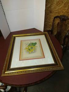 lot 1571 image: P. De Pannemacker crom. floral framed art 33 x 29 in.