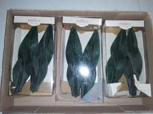 lot 2047 image: 3 Sets of 2 per box. Green Swirl Candles