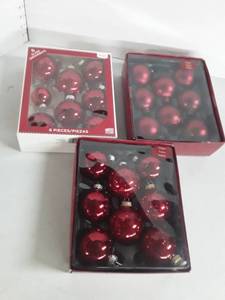 lot 2115 image: 23 pc. Red Glass Christmas Balls