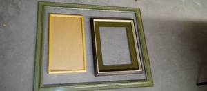 lot 1562 image: Green picture frame 41 x 32 in., wood and green frame and wood frame