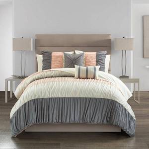 lot 1161 image: Queen 9pc Fae Comforter Set Pink - Chic Home Design