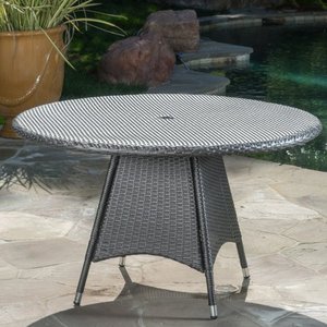 lot 1187 image: Grey Corsica Outdoor Wicker Round Dining Table (ONLY) by Christopher Knight Home Retail$289.99