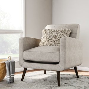 lot 1191 image: Carson Carrington Keflavik Mid-century Dove Grey Linen Arm Chair Retail$281.49