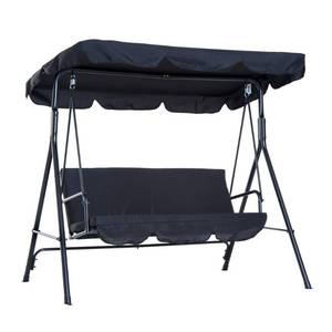 lot 1286 image: Outsunny Steel Outdoor Porch Swing Lounge Chair 3 Person with Adjustable Weather-Resistant Canopy & Durable Build, Black- Retail$112.99