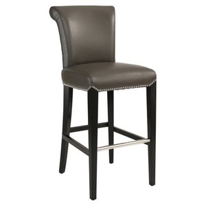 lot 1319 image: Abbyson Century 30-inch Grey Leather Bar Stool - Retail$356.99