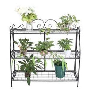 lot 1149 image: Modan Lace 3-tier Black Iron Plant Stand by Havenside Home Retail$89.99