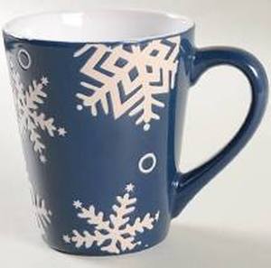 lot 1153 image: Set Of 4 Pfaltzgraff Everyday Navy White Snow Flurry Coffee Tea Mugs Cups