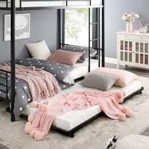 lot 1163 image: Taylor & Olive Abner Black Metal Roll-Out Twin Trundle Bed Frame Retail$140.00