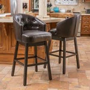 lot 1313 image: Ogden 31-inch Bonded Leather Swivel Barstool (Set of 2) by Christopher Knight Home- Retail$289.99