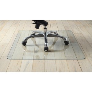 lot 33840 image: Lorell Tempered Glass Chair Mat, 44 x 50, Clear